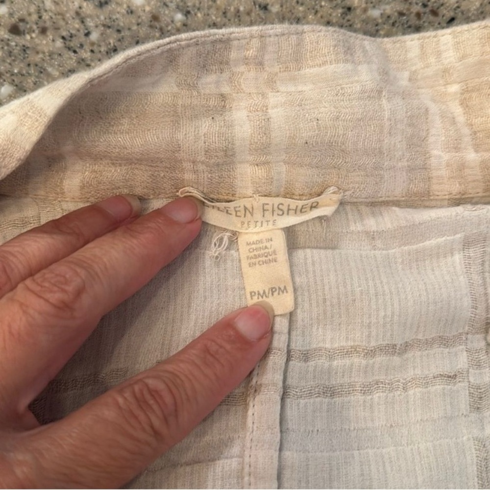 Eileen Fisher Cream Linen Open Blazer - Picture 7 of 10